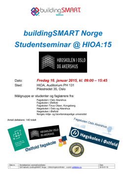 Program for buildingSMART studentseminar @ HIOA:15