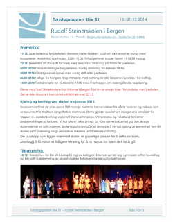 Torsdagsposten uke 51 - Rudolf Steinerskolen i Bergen
