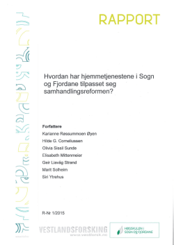 HiSF rapport 1-2015 Samhandlingsreformen