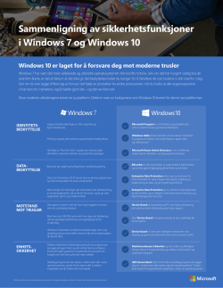 Sammenligning av sikkerhetsfunksjoner i Windows 7 og Windows 10
