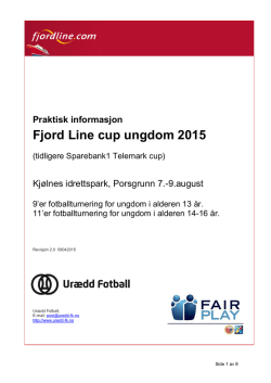 Praktisk informasjon Fjord Line cup ungdom 2015