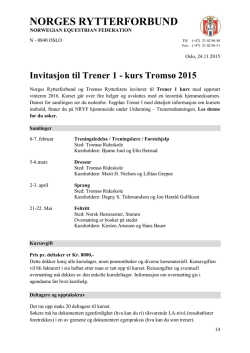 Invitasjon Trener 1 Tromsø 2016