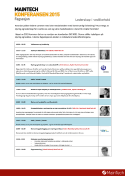 Program for fagsesjonen - MainTech konferansen 2015