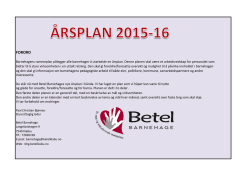 Årsplan 2015-16 - Betel Barnehage