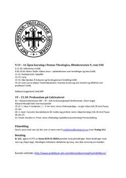 9.15 – 16 Åpen kursdag i Domus Theologica, Blindernveien 9, rom