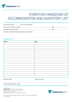 Form For handover oF accommodation and inventory list