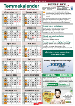 Tømmekalender Hasvik 2016