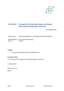 US 25/2015 Årsrapport for Forskerutdanningen ved Norges