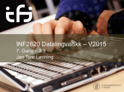 INF2820 Datalingvistikk – V2015