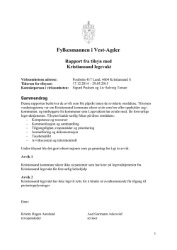 Tilsynsrapport - Kristiansand kommune