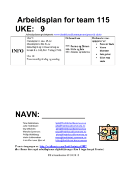 Arbeidsplan for team 115 UKE: 9 NAVN: ______