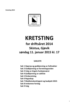 Kretsting Oppland 2015, referat