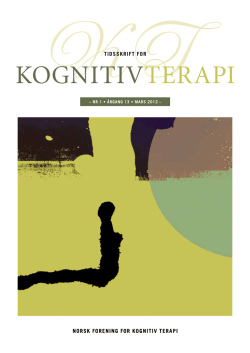 Tidsskrift 1 2012 - Norsk Forening for Kognitiv Terapi