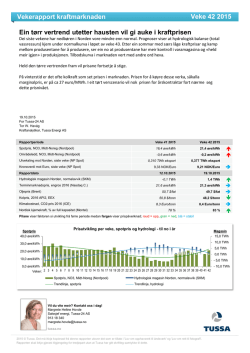 Vekerapport kraftmarknaden Veke 42 2015 Ein tørr vertrend