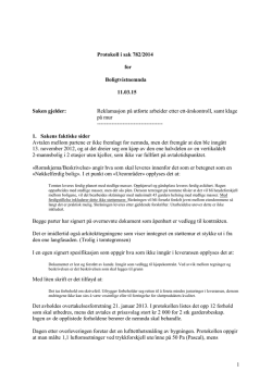 1 Protokoll i sak 782/2014 for Boligtvistnemnda 11.03.15 Saken