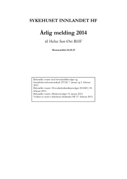 Årlig melding 2014 - Sykehuset Innlandet HF