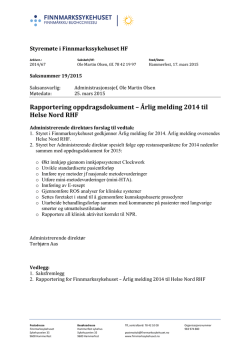 Årlig melding 2014 - Finnmarkssykehuset