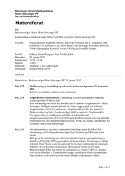 Møtereferat 29 januar 2015 - Brukerutvalget Helse Stavanger HF