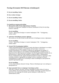 Forslag til årsmøtet 2015 Bærum Arbeiderparti