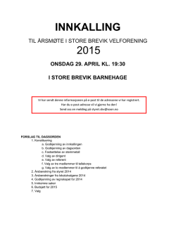 INNKALLING 2015 - Store Brevik Velforening