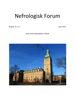 Nefrologisk Forum Nr. 1 2015 - Norsk Nyremedisinsk Forening