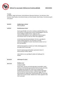 Referat fra styremøte Lillehammer brukshundklubb 09.03.2015