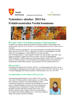 Nyhetsbrev oktober 2015 fra Frisklivssentralen Verdal kommune