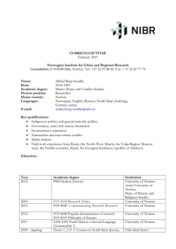 CURRICULUM VITAE February 2015 Norwegian Institute for Urban