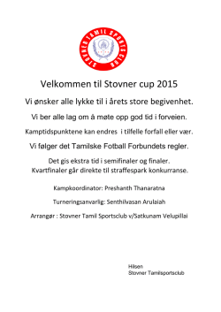 Velkommen til Stovner cup 2015
