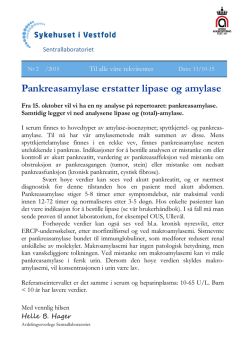 Infoskriv 2015/02: Pankreasamylase erstatter lipase og amylase