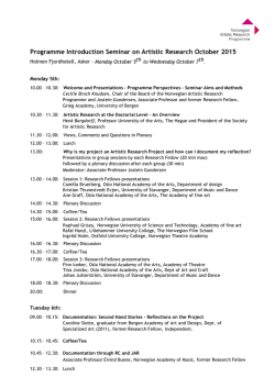 Programme Introduction Seminar on Artistic Research October 2015