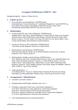 Årsrapport GEMINIsenter FORENT - 2014 1. Ledelse og styre 2