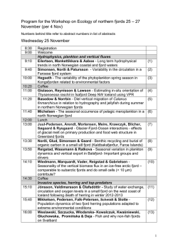 Program for the Workshop on Ecology of northern