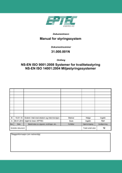 Manual for styringssystem 31.000.001N NS-EN ISO 9001