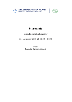 Innkalling og saksdokumenter styremøte Sykehusapotek Nord HF