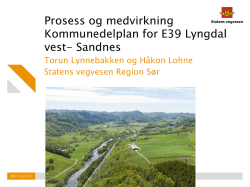 Prosess og medvirkning Kommunedelplan for E39 Lyngdal vest