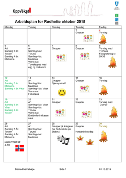 Arbeidsplan for Rødhette oktober 2015