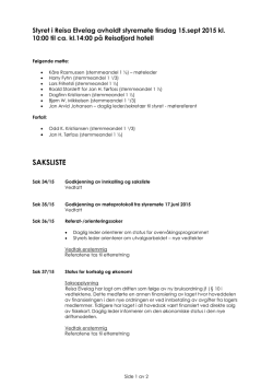 Reisa elvelag -Referat styremøte 15 sept 2015