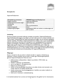 1 Emneplan for: Supported Employment Emnekode og