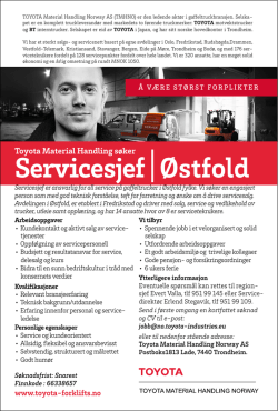 Servicesjef Østfold - Toyota Material Handling Norway