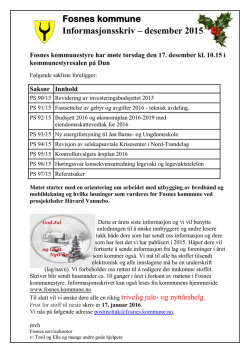 Fosnes kommune Informasjonsskriv – desember 2015