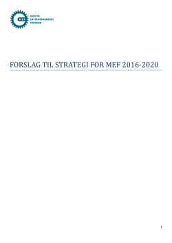 Forslag til strategisk plan 2016 - 2020