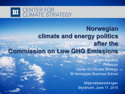 Norwegian climate and energy politics after the Commission on Low