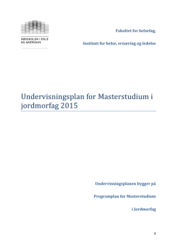Undervisningsplan for Masterstudium i jordmorfag 2015