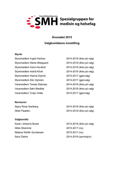 Valgkomiteens innstilling for 2015
