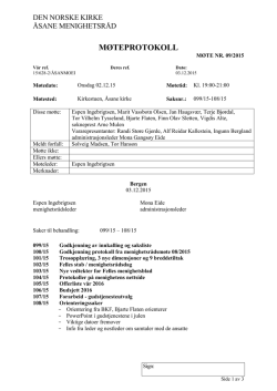 Åsane menighetsråd - protokoll møte 09/2015