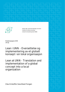 Lean i UNN - Oversettelse og implementering av et globalt konsept i