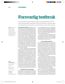 Forsvarlig testbruk - Tidsskrift for Norsk Psykologforening