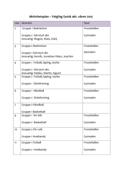 Aktivitetsplan – Valgfag fysisk akt. våren 2015