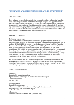 Kandidatpresentasjon NHF - Norsk hymnologisk forening